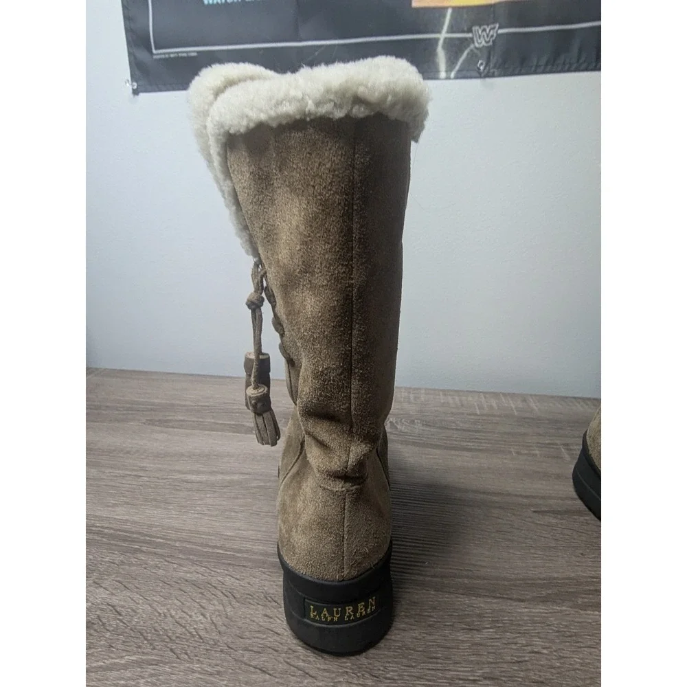 Lauren Ralph Lauren Tadina Suede Boots Shearling Lined Winter‎ Womens 9.5B